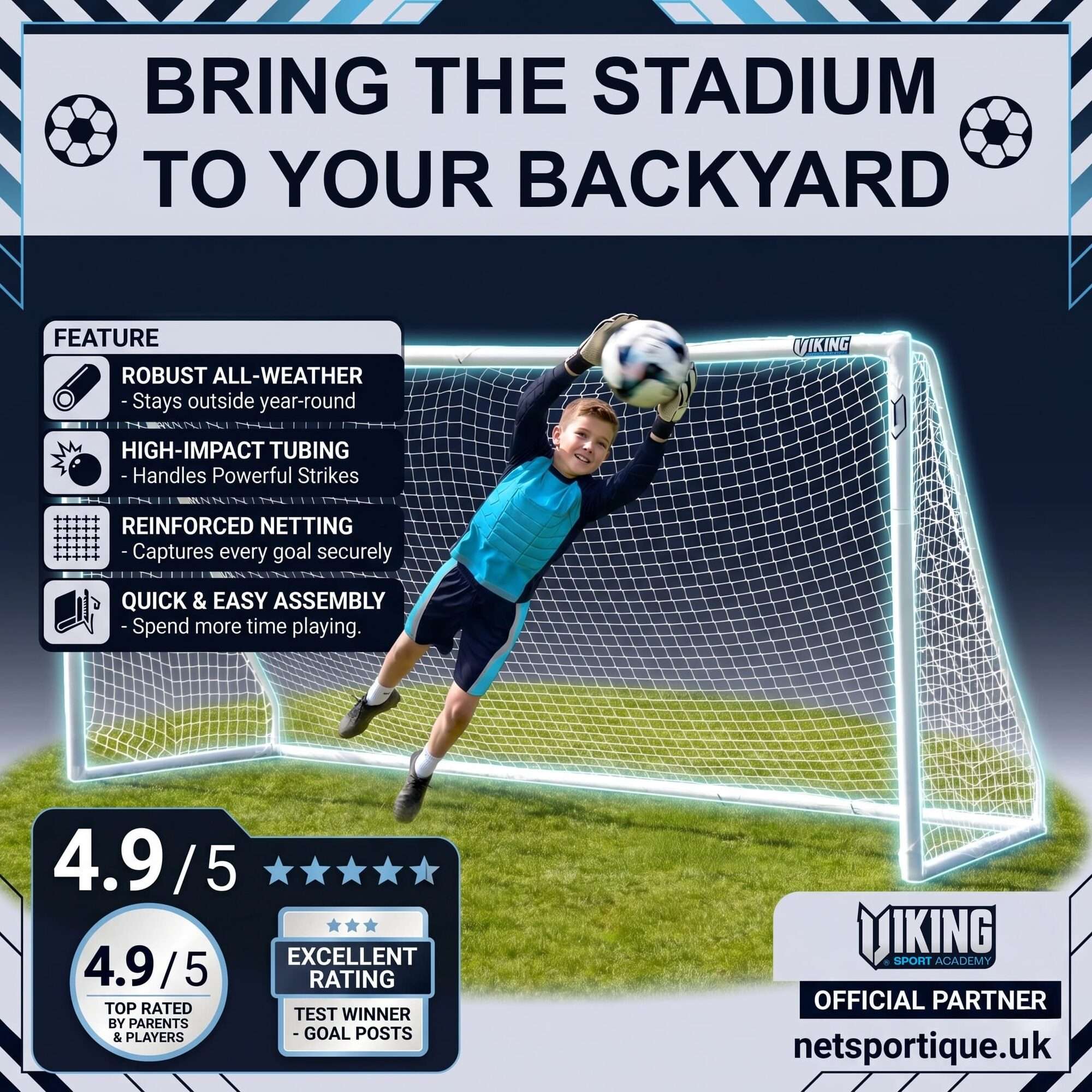 Image du produit : But de football de jardin Netsportique 3,6 m x 1,8 m