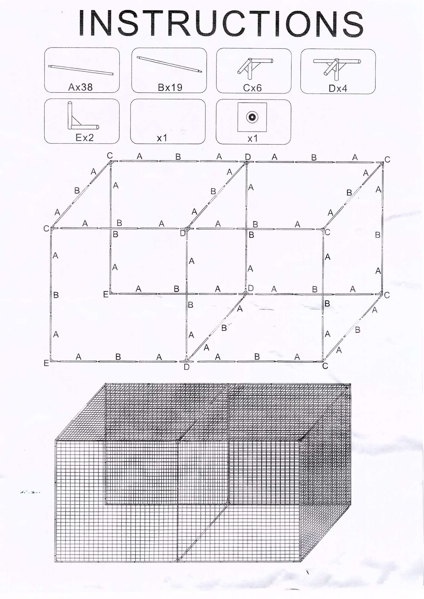 Image du produit : Cage de golf : structure et filet 6 x 3 x 3 m (ouvert sur le côté de 3m)