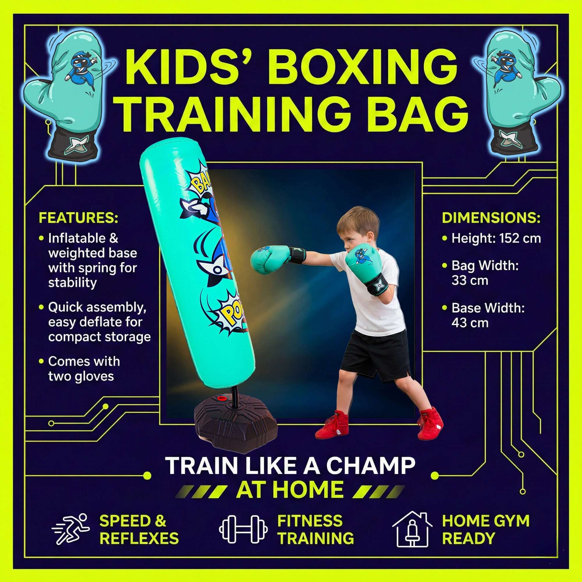 Image du produit : Sac de frappe sur pied - entrainement Speed Boxing